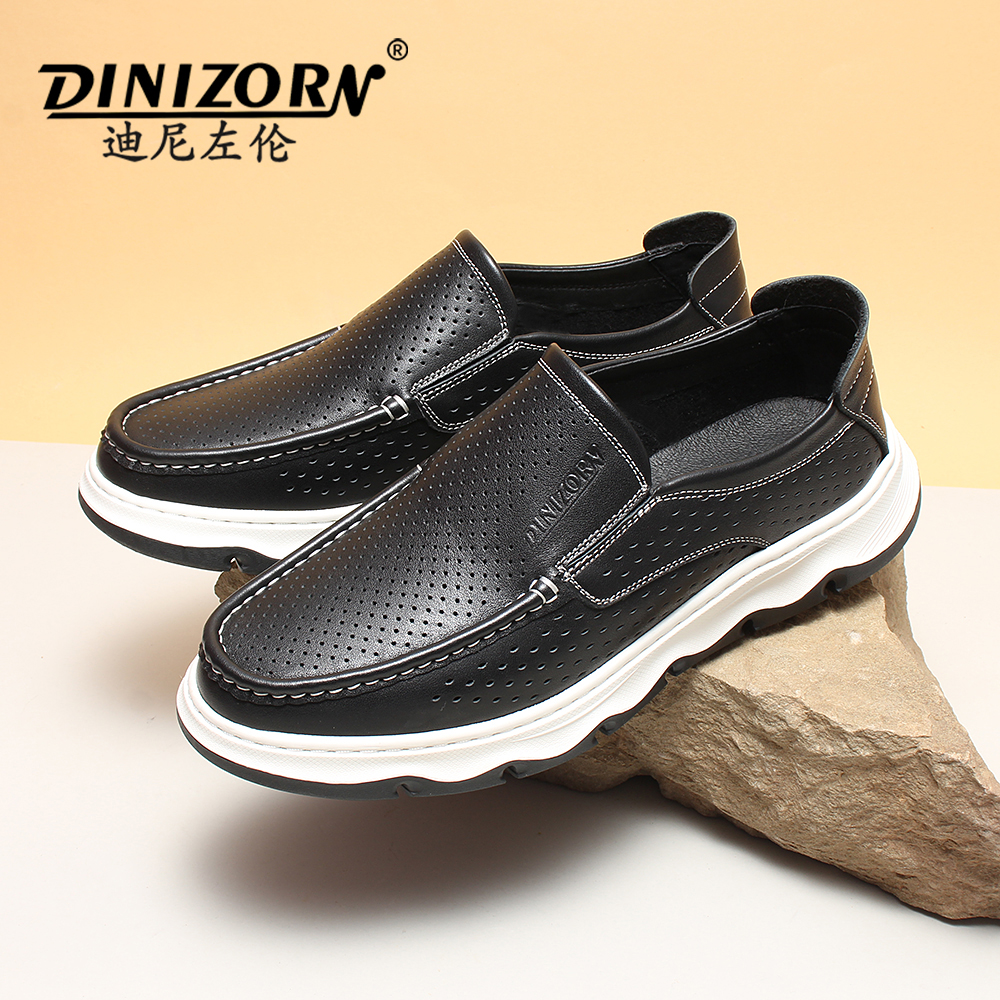 迪尼左伦透气男士洞洞鞋休闲皮鞋