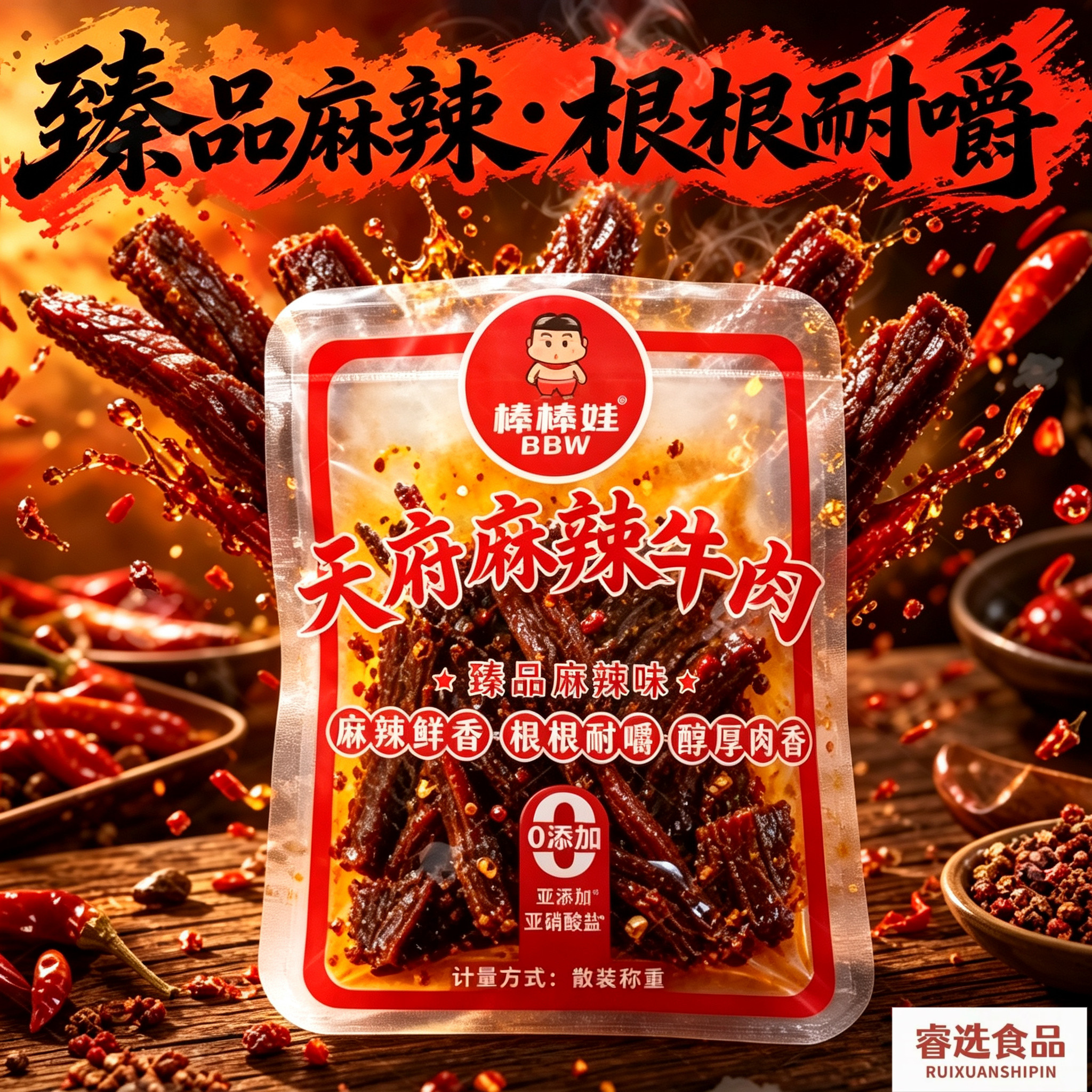 棒棒娃500g麻辣牛肉干散装称重小包装四川特产休闲零食麻辣牛肉