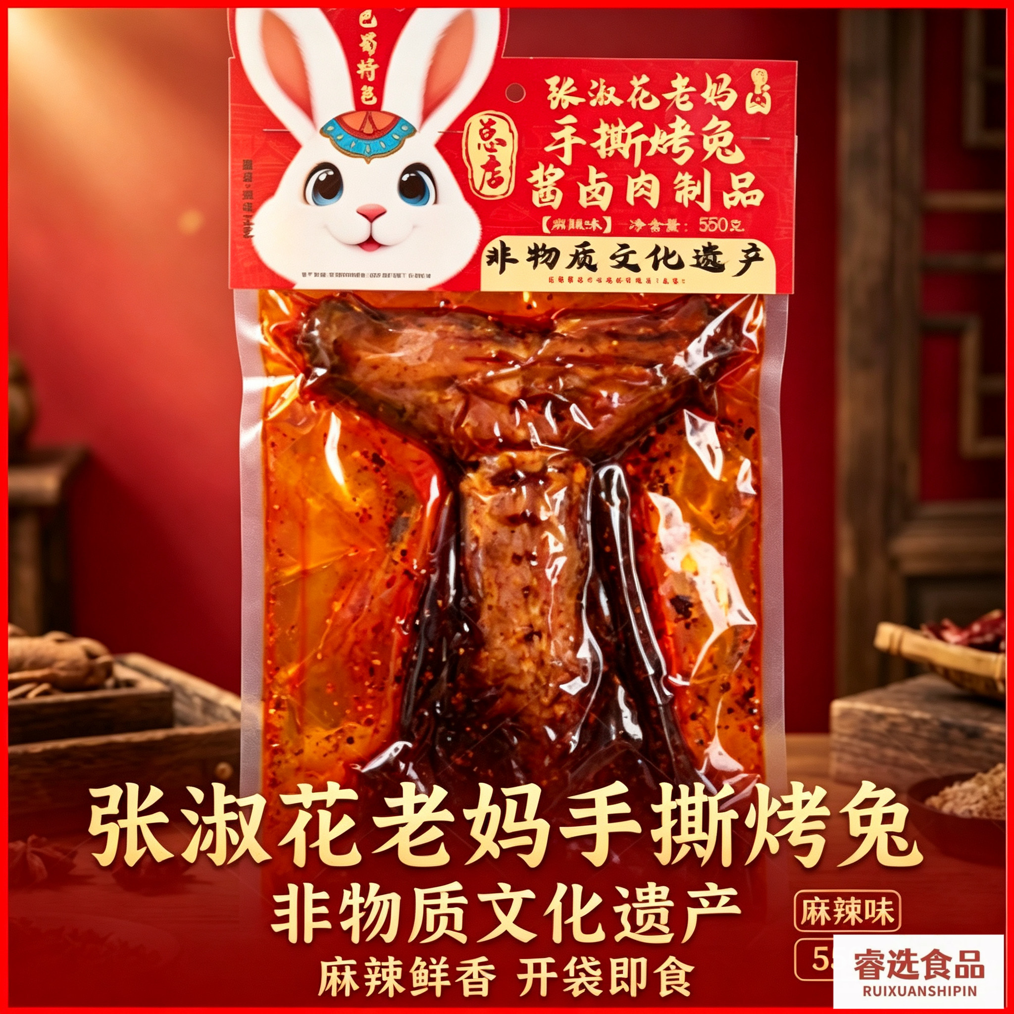 张淑花老妈手撕烤兔550g五香麻辣冷吃兔肉四川成都特产小吃伴手礼