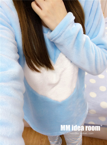 韩国秋冬季法兰绒睡衣加厚珊瑚绒长袖睡衣女卡通可爱女人家居服