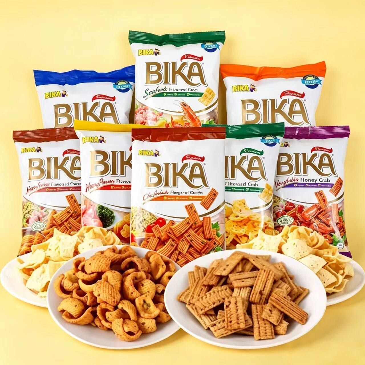 马来西亚进口BIKA薯片零食鱿鱼酥蜜糖蟹虾条休闲零食海鲜酥70g