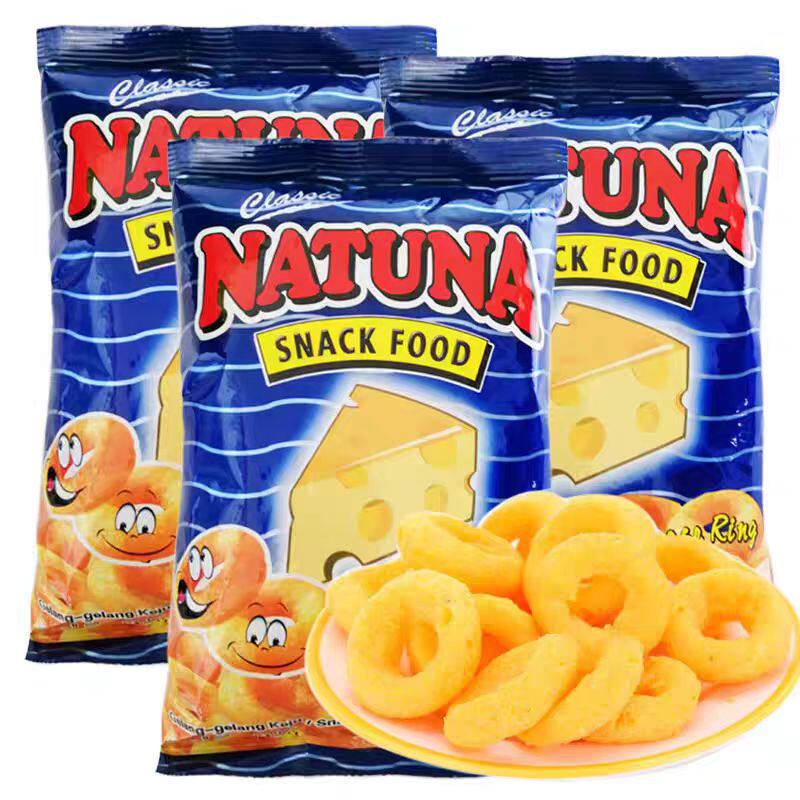 马来西亚进口 Natuna呐嘟娜乳酪圈 虾条膨化薯片办公室 零食60g
