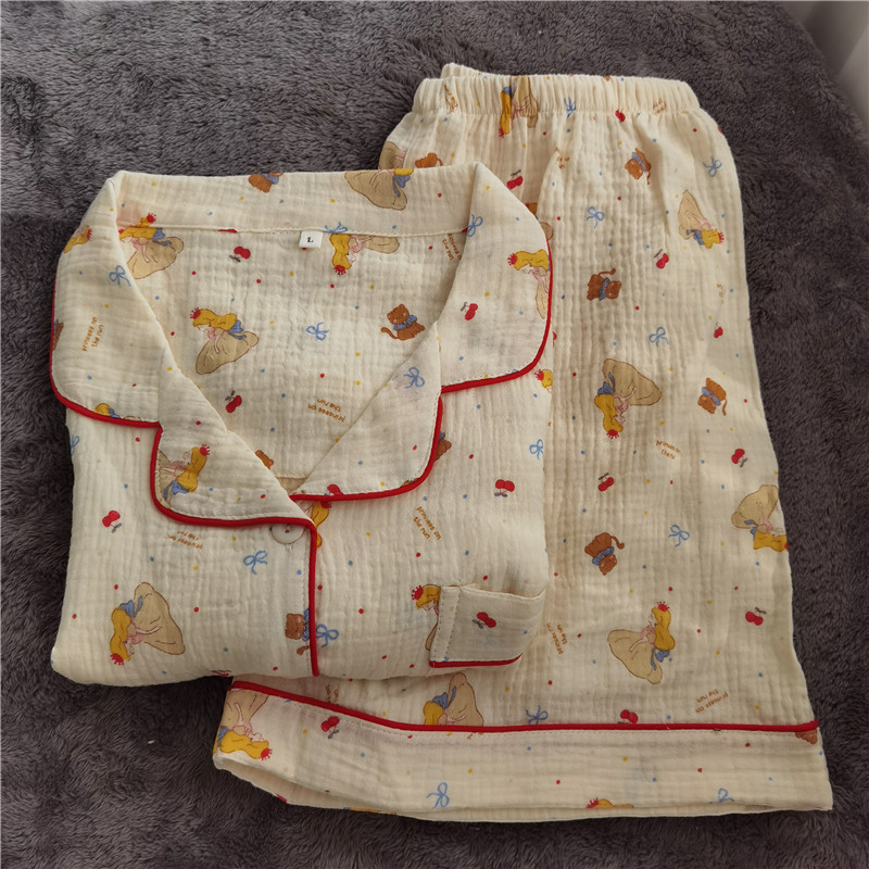 夏季可爱翻领甜美短袖短袖纯棉双层纱布睡衣家居服套装在逃公主,女士内衣/男士内衣/家居服,睡衣/家居服套装,淘宝优惠券,粉丝福利购,淘宝优惠卷