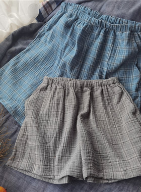 日系新款男女水洗棉家居服睡裤