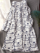 秋冬保暖男女珊瑚绒法兰绒睡裙袍子连帽可爱家居服睡衣长款 情侣新