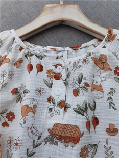 女生新款 长裤 春夏短袖 长袖 短裤 纯棉双层纱布绉布家居服睡衣套装