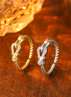 超闪微镶锆石马蹄扣戒指