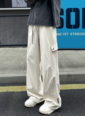 OCW潮牌 日系工装休闲裤男2026秋季新款宽松直筒褶皱时尚百搭长裤