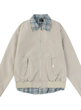 OCW潮牌 美式工装撞色翻领夹克男2026新款青少年宽松休闲外套上衣