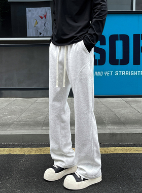 OCW潮牌 美式休闲卫裤男2026秋冬新款青少年宽松直筒运动加绒长裤