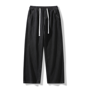 OCW潮牌 美式牛仔裤男2026秋冬新款学生款式直筒抽绳加绒加厚裤子