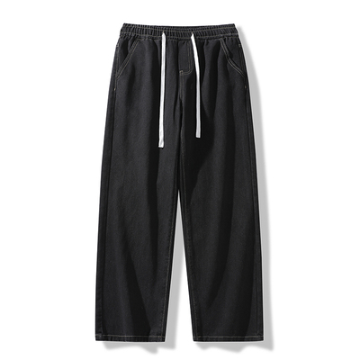 OCW潮牌 美式牛仔裤男2026秋冬新款学生款式直筒抽绳加绒加厚裤子