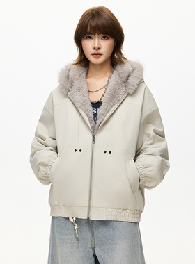 OCW潮牌 座山雕毛领派克服夹克男2026秋冬新款美式工装棉服外套男