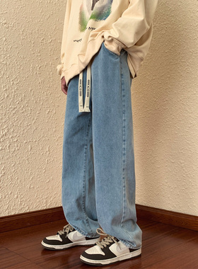 OCW潮牌 2026春季牛仔裤男美式高街直筒休闲长裤青少年学生九分裤