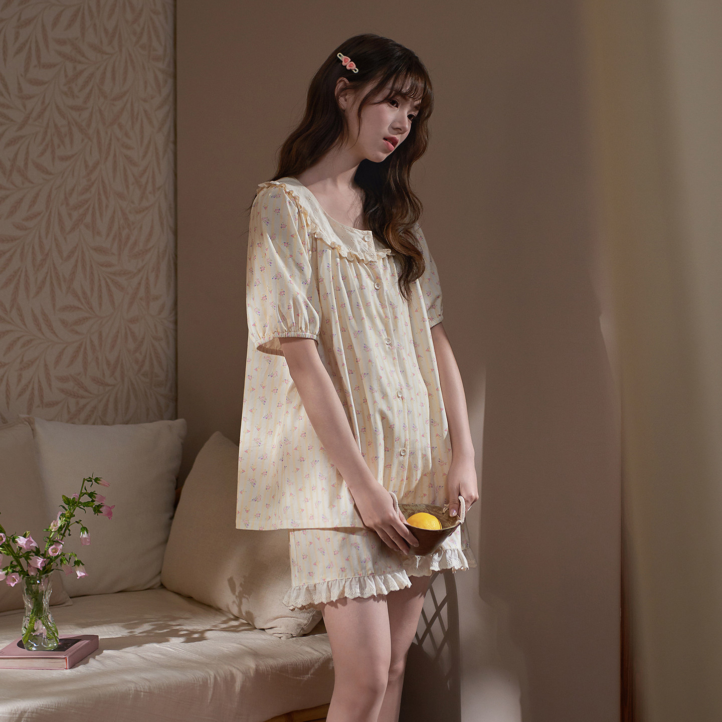 思莉太太凉感纯棉睡衣女款2026新款夏天短袖短裤奶fufu碎花家居服