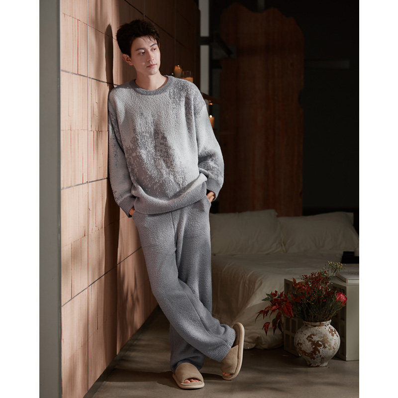 思莉太太男半边绒冬季睡衣