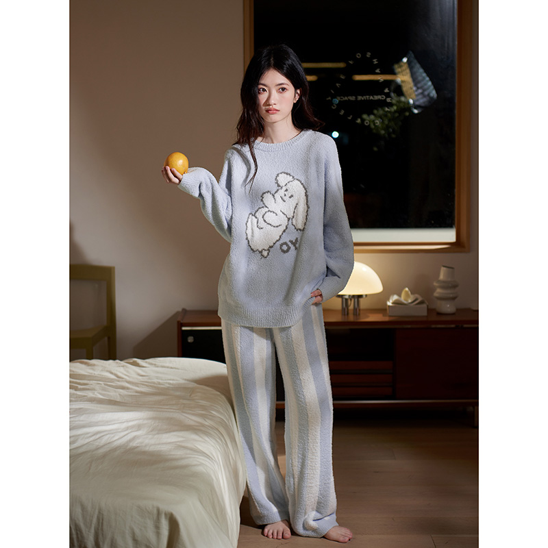 思莉太太女半边绒冬季睡衣