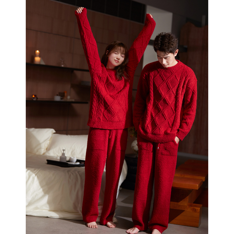 思莉太太情侣半边绒结婚睡衣