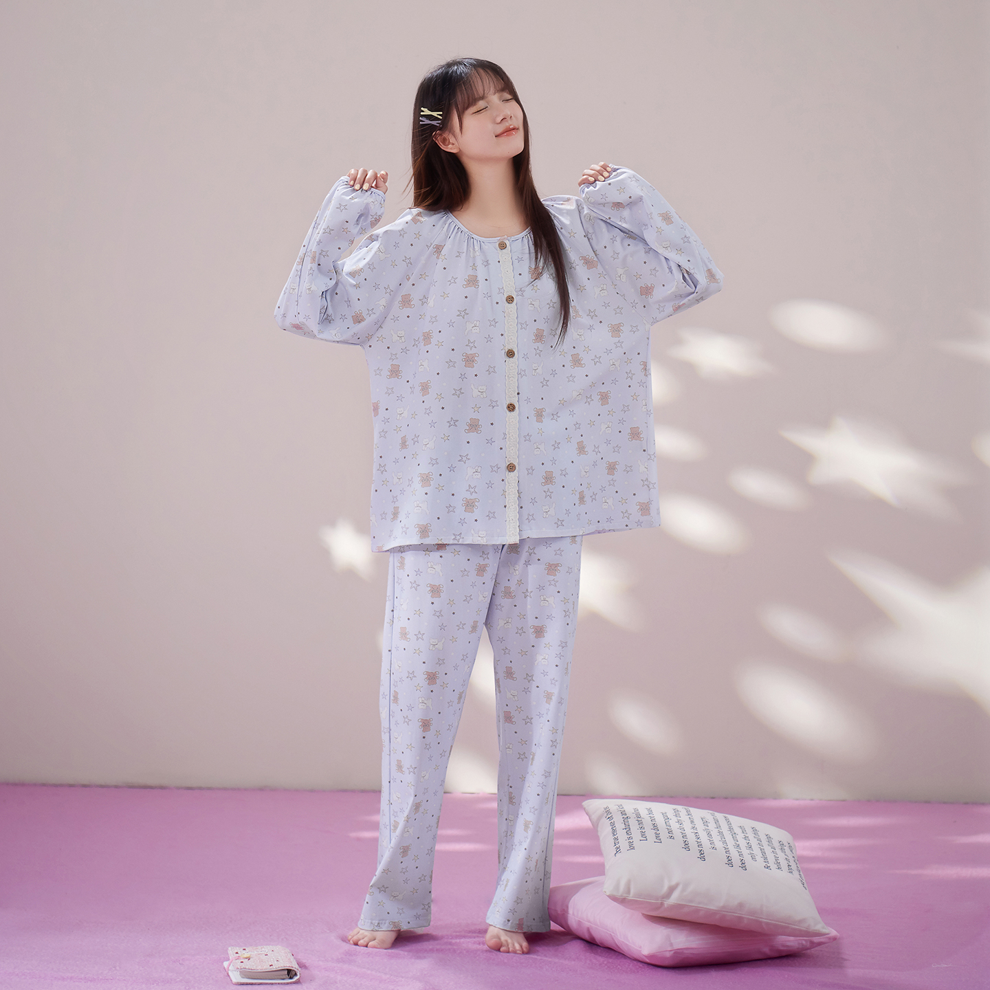 思莉太太韩系可爱小熊女孩睡衣