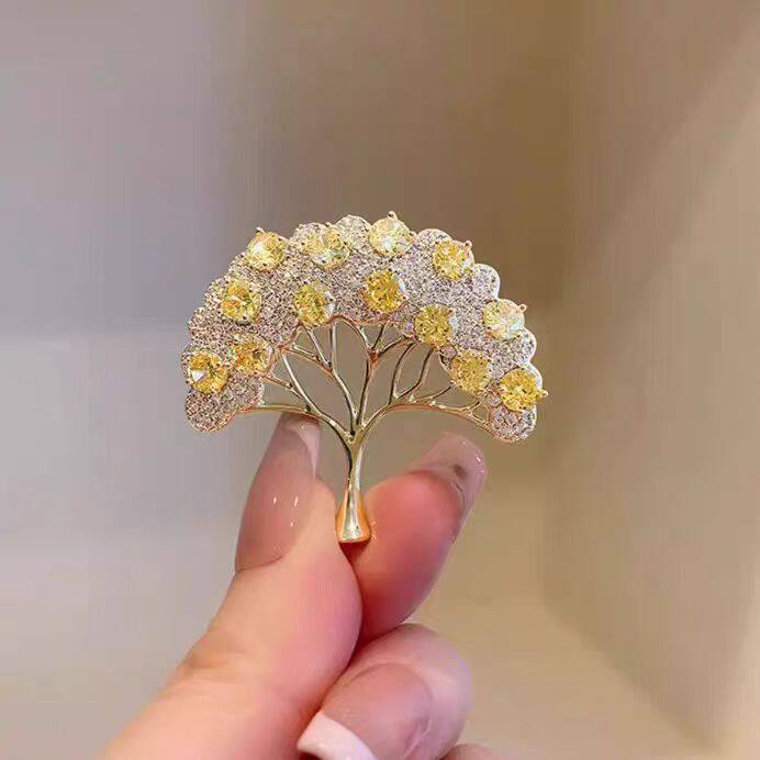 金色发财树胸针男女西装胸花别针