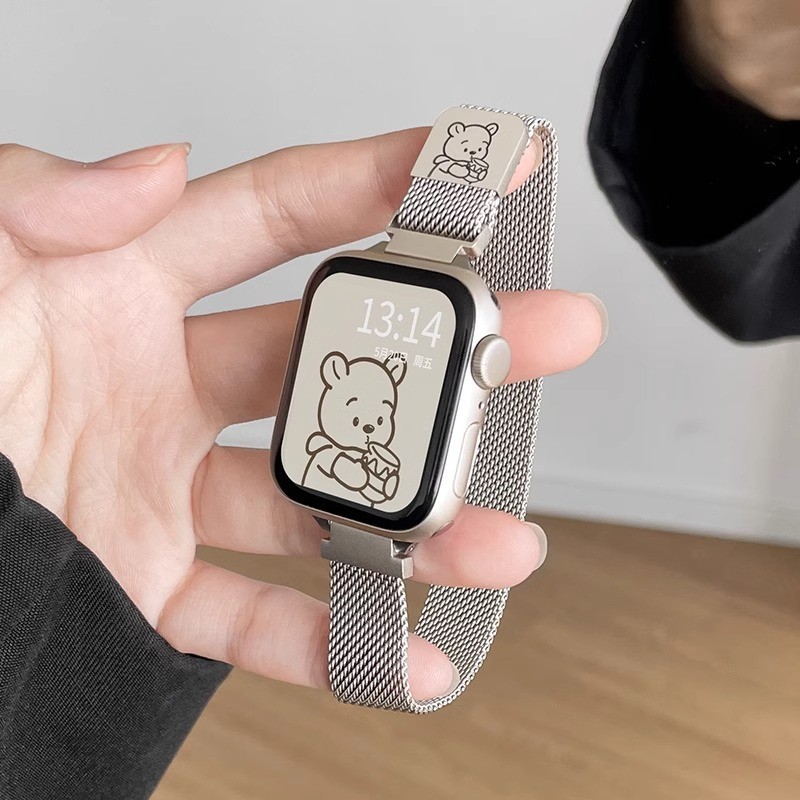 适用iwatchs9/s10表带金属新款s8苹果手表7/6/5/4米兰磁吸男女夏