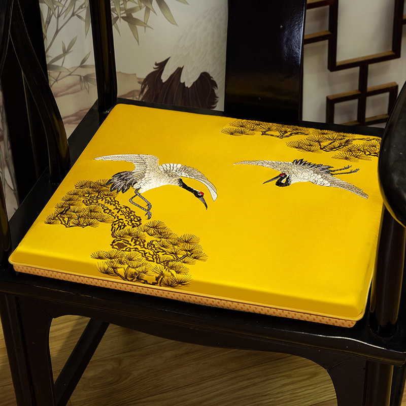 新中式椅垫复古沙发坐垫圈椅太师椅餐椅高密度防滑海绵垫单人刺u.