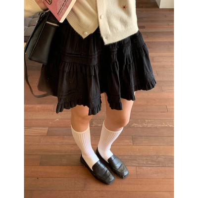 法式木耳边花边蛋糕裙A字短裙