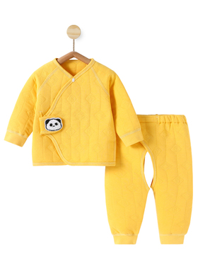 秋冬季加厚保暖婴儿内衣套装新生儿夹棉和尚服男女宝宝出生幼儿