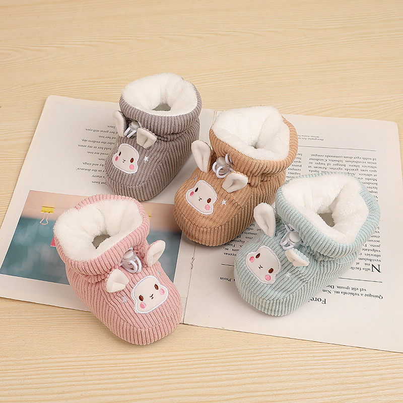 秋冬季婴儿棉鞋加绒加厚保暖松紧调节扣新生儿护脚套男女宝宝01岁