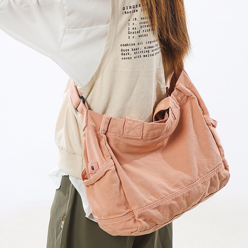 2025新款潮时尚简约日韩休闲包纯色单肩包斜挎包女包帆布包手提包