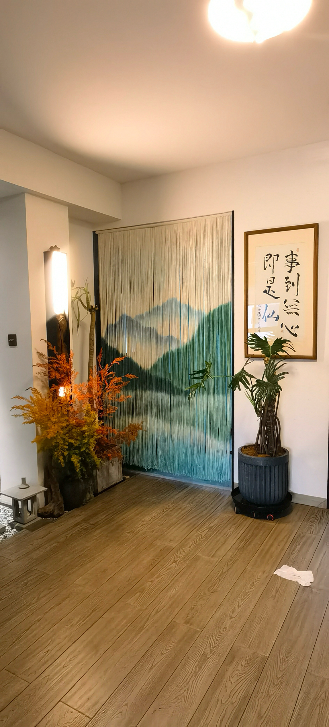 安朵手作新中式山水挂毯玄关北欧手工艺术背景墙波西米亚民宿软装