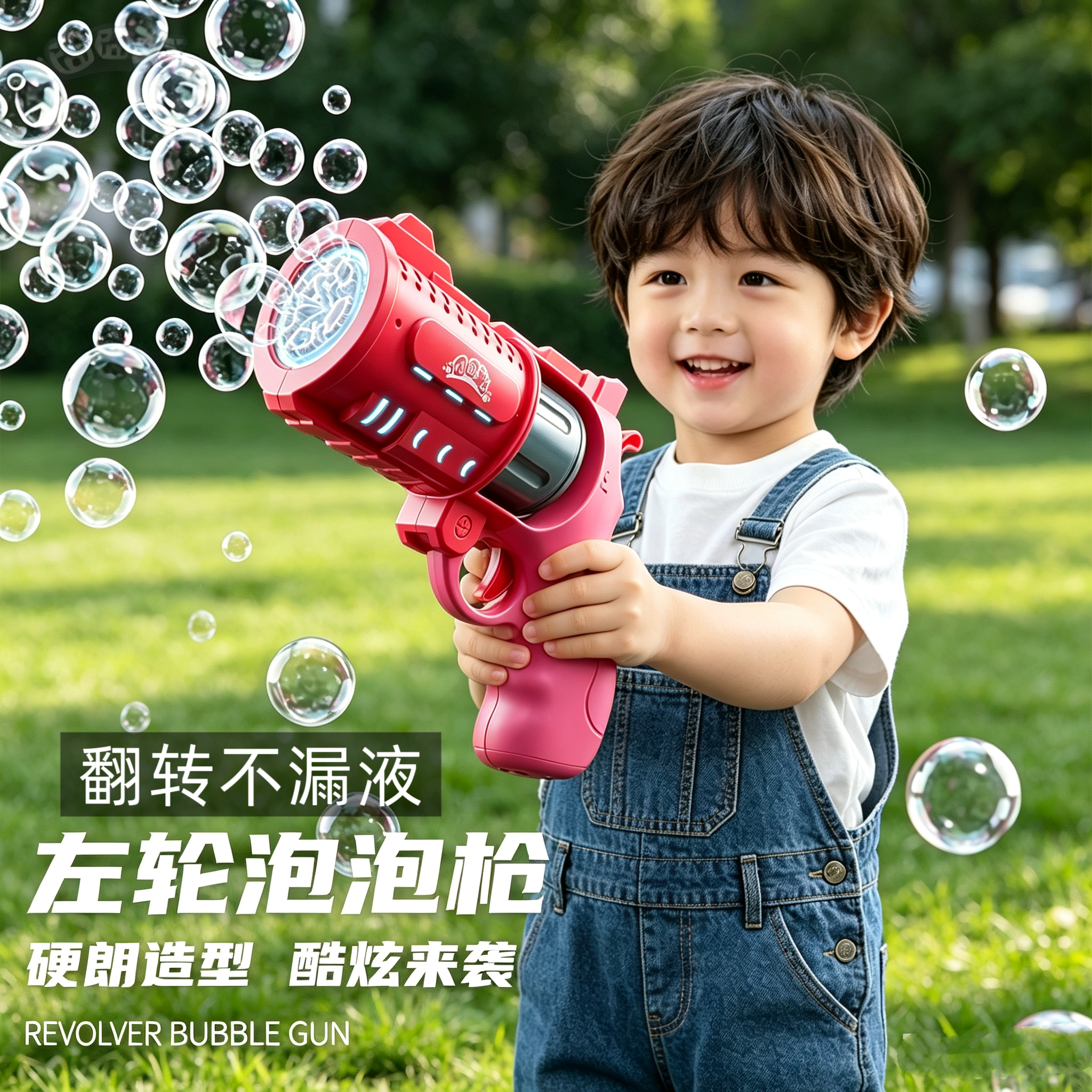 左轮手枪泡泡机棒枪玩具儿童1到3岁手持电动全自动六一玩具礼物