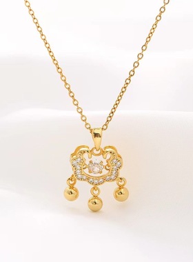 平安锁吊坠项链长命锁灵动精致