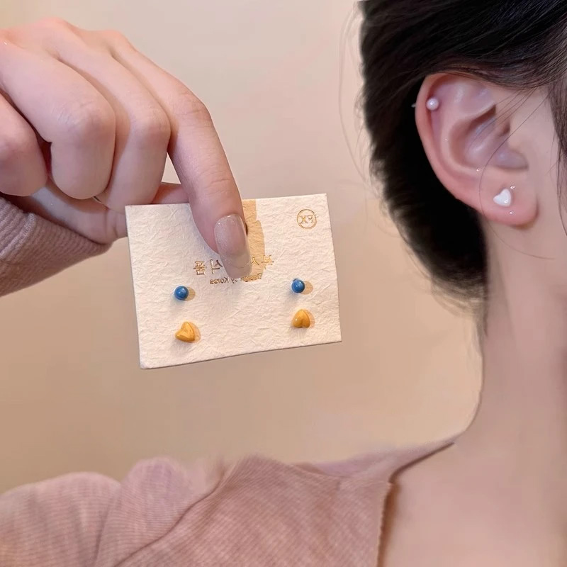 全瓷陶瓷耳骨钉彩色百搭耳窝耳钉迷你小巧养耳洞耳环防堵防塞耳棒