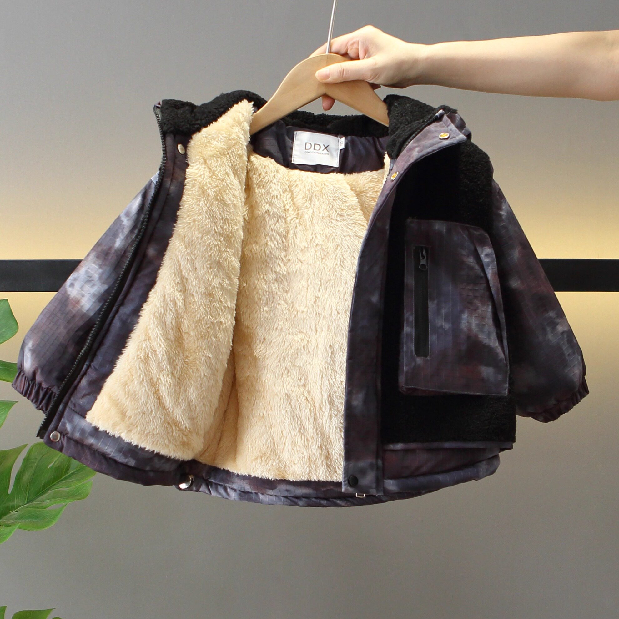 男童冬装彩加绒加厚棉服2025新款宝宝冬季连帽派克服外套儿童加棉