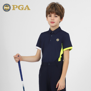 T恤新款 PGA高尔夫男童短袖 青少年防紫外线运动上衣吸湿排汗101291