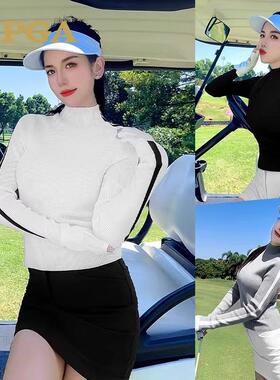PGA高尔夫服装女毛衣 高弹舒适保暖打底衫高领运动毛织上衣101391