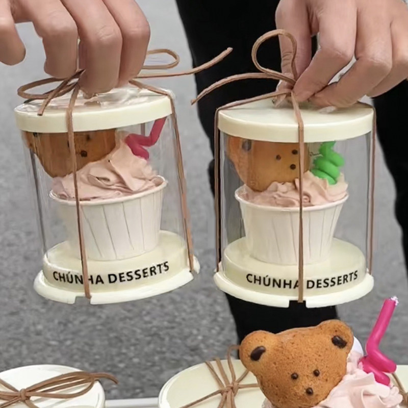 ins风圆筒盒两寸迷你蛋糕打包盒