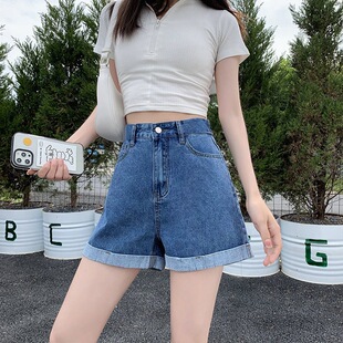 牛仔裤短裤女夏季宽松ins风韩版高腰显瘦休闲薄款卷边a字阔腿热裤