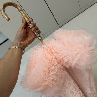 绝美高颜值日系蕾丝百褶花边粉色棉布烧花防晒防紫外线遮阳小清新