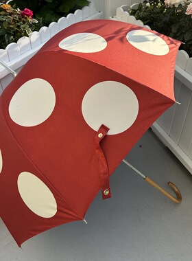 日系高颜值复古小清新红蘑菇大圆点猫咪阿波罗拱形黑胶豹纹遮阳伞