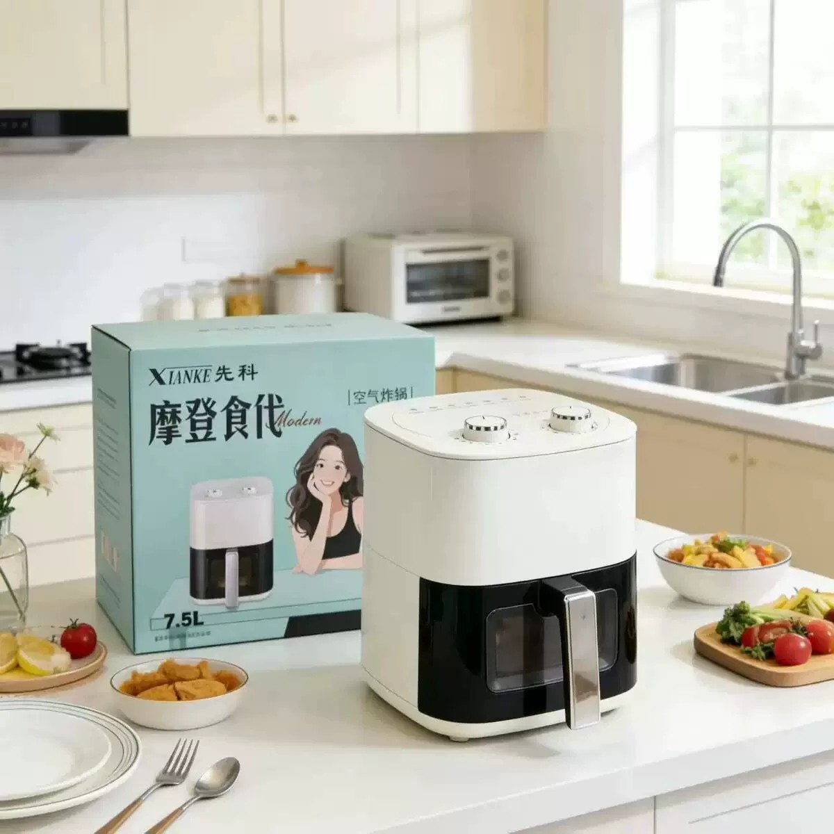 先科空气炸锅大容量7.5L家用电炸锅玻璃可视薯条机热卖多功能烤箱