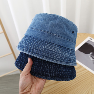 日系牛仔渔夫帽女韩版ins网红时尚百搭休闲盆帽蓝色乞丐水桶帽夏