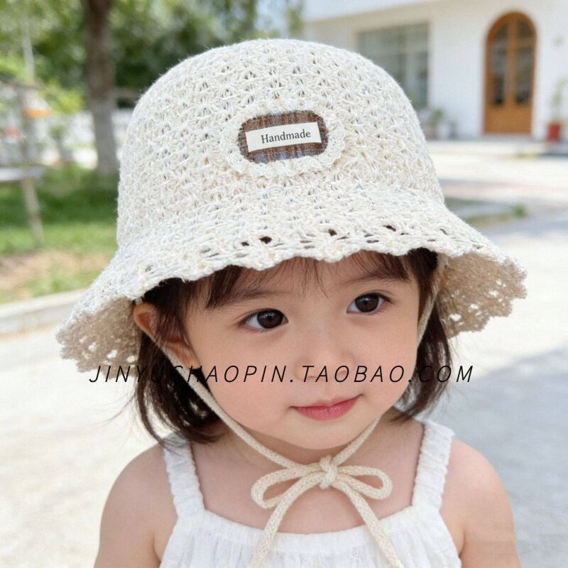 夏季宝宝帽子日系简约花边百搭渔