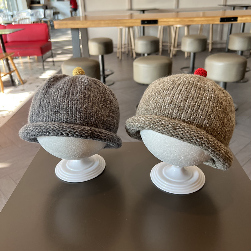 瓜皮帽宝奶嘴帽男女童洋气毛线帽