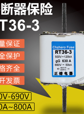 正熔熔断器RT36-3 500V 690V 630A 560A 500A 450A 400A熔芯保险