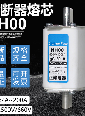 熔断器芯NH00 160A 125A 100A 80A 63A 50A 32A 25A 16A 10A保险