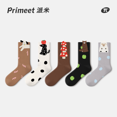 PRIMEET/派米长筒卡通潮流中筒袜