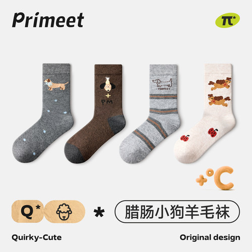 派米卡通羊毛袜子女秋冬加厚保暖