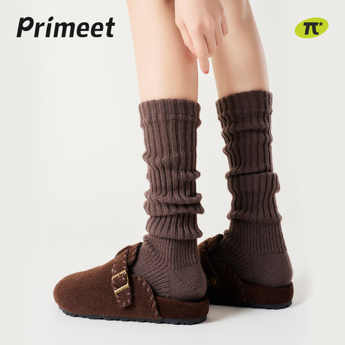 Primeet派米针织袜套女秋冬保暖堆堆袜时尚踩脚腿套灰色时尚穿搭